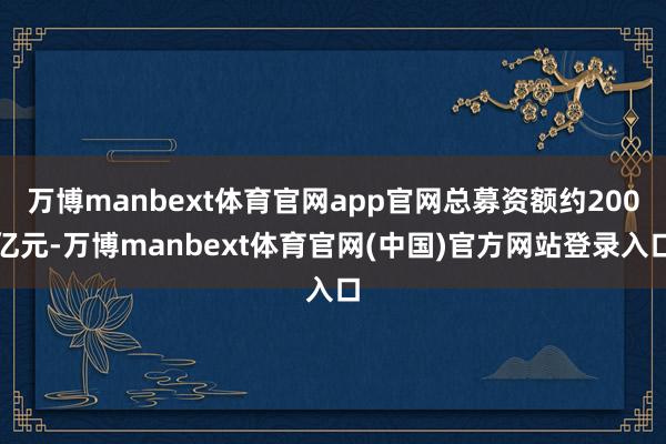 万博manbext体育官网app官网总募资额约200亿元-万博manbext体育官网(中国)官方网站登录入口