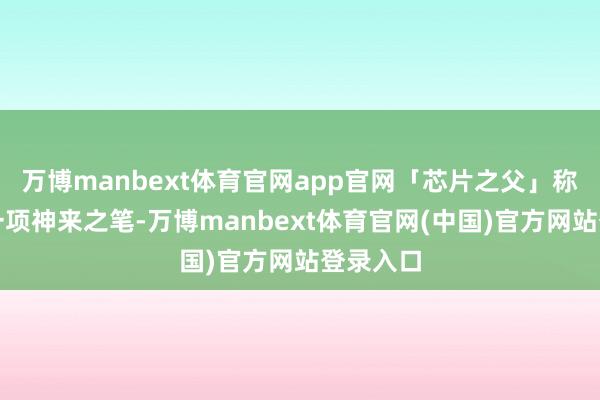 万博manbext体育官网app官网「芯片之父」称之为「一项神来之笔-万博manbext体育官网(中国)官方网站登录入口